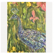 Peacock in the Garden is an original floral oil painting Peacock in the Garden is an original floral oil painting